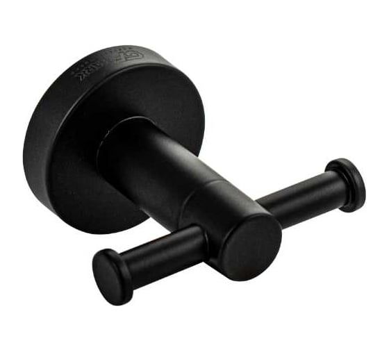 Крючок двойной GFmark из нержавеющей стали, на круглом основании, цвет черный 82114