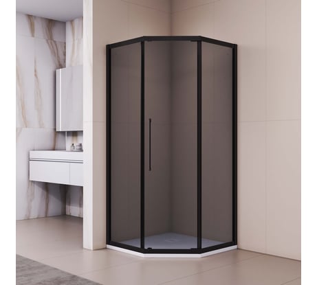 Душевой уголок RGW 90x90x195 PA-86-B NEW Трапеция/Чёрный/Тонированное(серое)/6 мм 38088699-34N