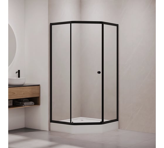 Душевой уголок RGW 90x90x190 CL-80-B Трапеция/Чёрный/Прозрачное/5 мм 81088099-14