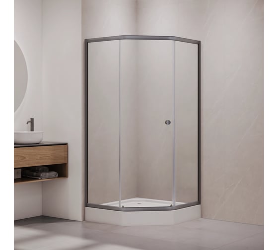 Душевой уголок RGW 90x90x190 CL-80-Gr Трапеция/Серый/Прозрачное/5 мм 81088099-110