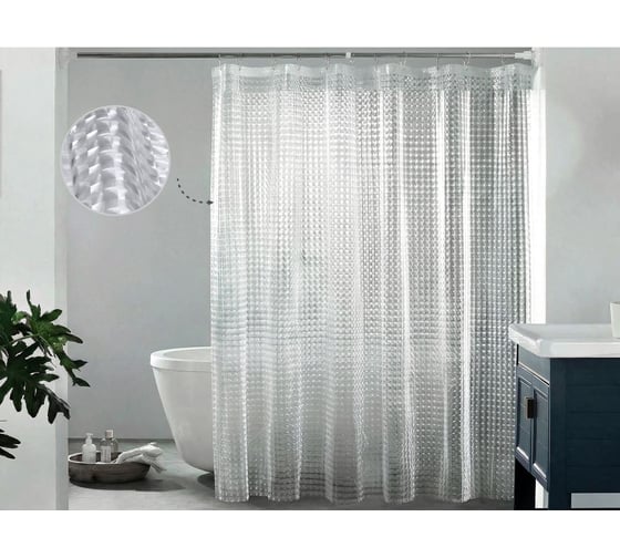 Шторка для ванной PERFECTO LINEA (12 колец в комплекте), 180х180 см, Aura, 3D хрусталь, ЦИ-0010029324