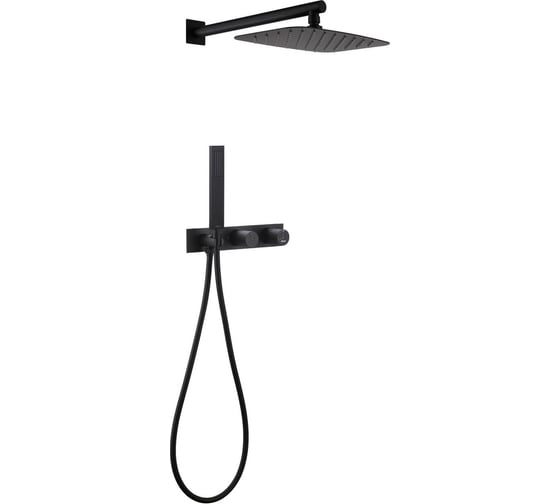Душевая система ABBER Rund скрытого монтажа без излива, черная матовая AF8718B