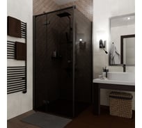 Душевой уголок GuteWetter Q35 100x100x200 см, цвет фурнитуры черный матовый, цвет стекла графитовый, стекло закаленное 8 мм, открывание двери правое 4698033175831