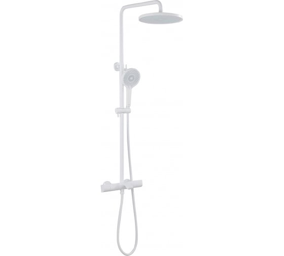 Душевая стойка ABBER Thermostat с термостатом и изливом, белый матовый AF8516FWL