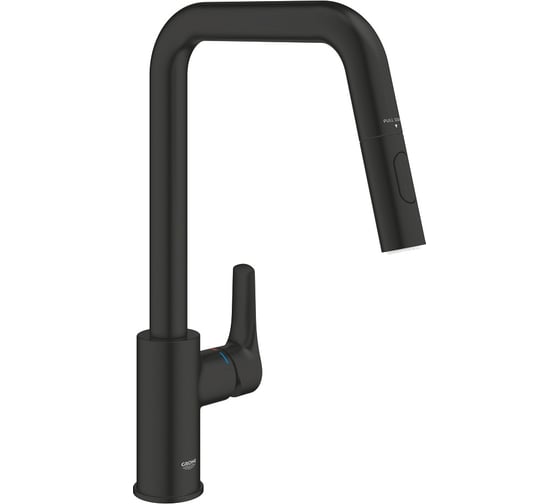 Смеситель для кухни Grohe Eurosmart выдвижной, матовый чёрный 306192430