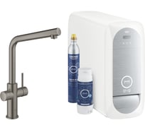 Смеситель для кухни Grohe Blue Home с системой фильтрации, охлаждения и газирования воды, Wi-Fi, темный графит матовый 31454AL1
