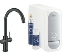 Смеситель для кухни Grohe Blue Home с системой фильтрации, охлаждения и газирования воды, Wi-Fi, черный бархат 31455KS1