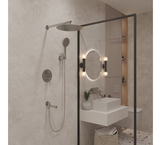 Встроенный душ Oliveeka, серия - Y, цвет - никель матовый OL-939017-BN