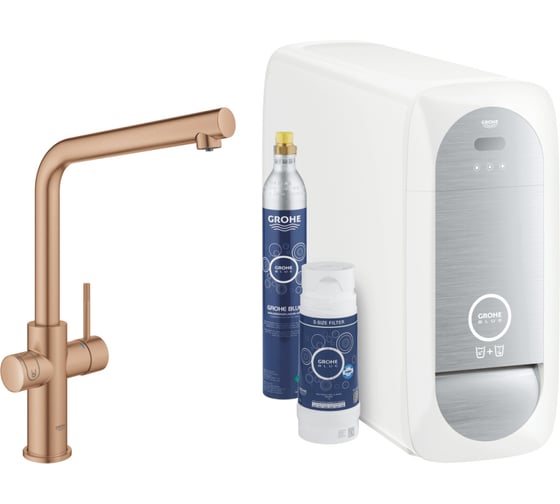 Смеситель для кухни Grohe Blue Home с системой фильтрации, охлаждения и газирования воды, Wi-Fi, теплый закат матовый 31454DL1