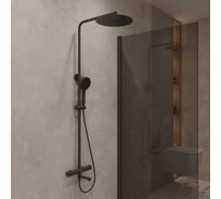 Душевая стойка с термостатом Oliveeka Y, черный матовый OL-739902-MB