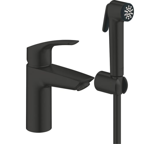 Смеситель для раковины Grohe Eurosmart с гигиеническим набором, матовый чёрный 231242433