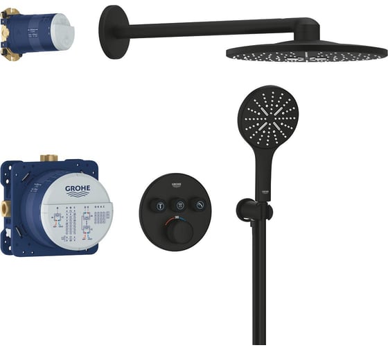 Душевая система Grohe Grohtherm SmartControl с термостатом для душа, матовый чёрный 34863KF0