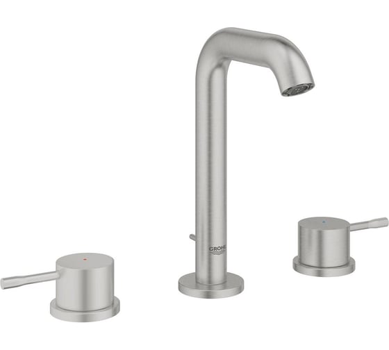 Смеситель для раковины Grohe Essence на 3 отверстия с донным клапаном, M-size, суперсталь 20296DC1