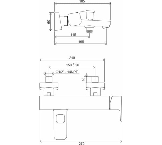 Смеситель для ванны Ravak TD F 022.20/150 черный X070152