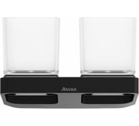 Держатель с двумя стаканами Ravak TD 220.20 стекло, черный X07P558