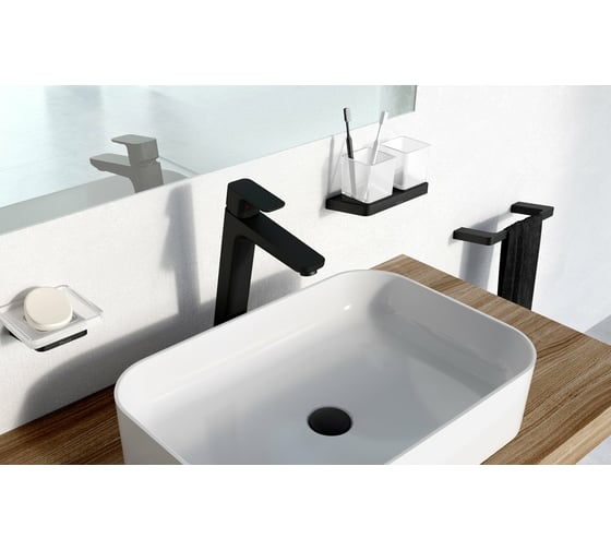 Держатель с двумя стаканами Ravak TD 220.20 стекло, черный X07P558