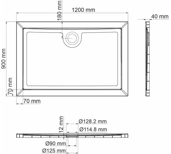 Душевой поддон WasserKraft Salm прямоугольник 27T07