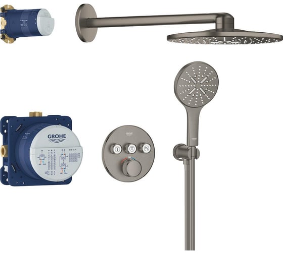 Душевая система Grohe Grohtherm SmartControl с термостатом для душа, темный графит матовый 34863AL0
