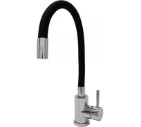 Смеситель для кухни MIXLINE 35K МЛНС-0325Х с гибким силиконовым изливом, под гайку, черный, хром 558783
