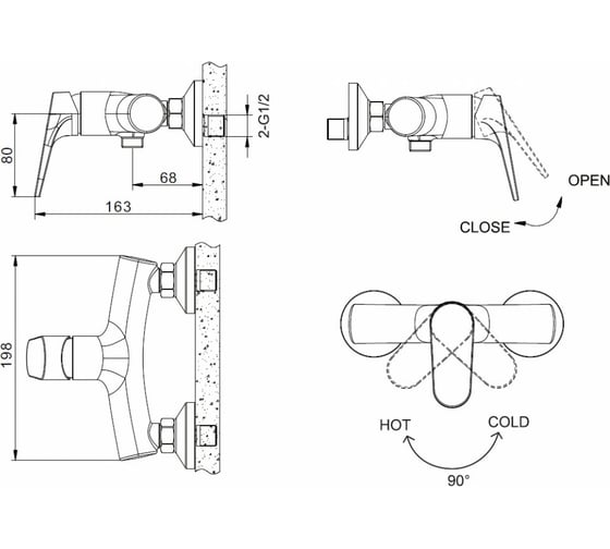 Смеситель для душа Bravat Eler F9191238CP-01-RUS