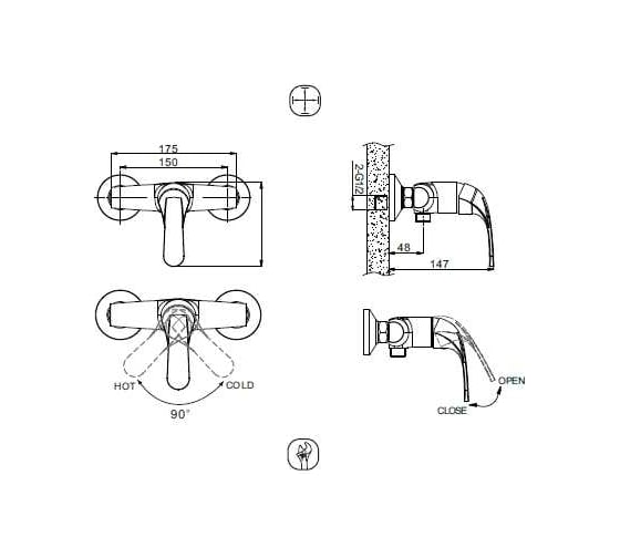 Смеситель для душа Bravat Line F95299C-1