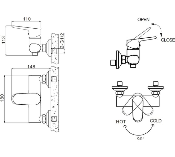 Смеситель для душа Bravat Pure F9105161C-01