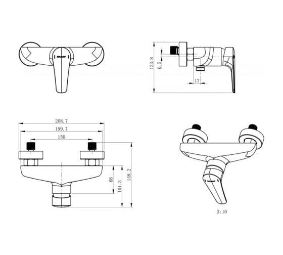 Смеситель для душа Bravat ARDEN F9351385BC-01-RUS