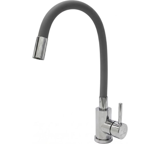 Смеситель для кухни MIXLINE 35k МЛНС-0325Х серый гибкий силиконовый излив, под гайку ХРОМ 558784
