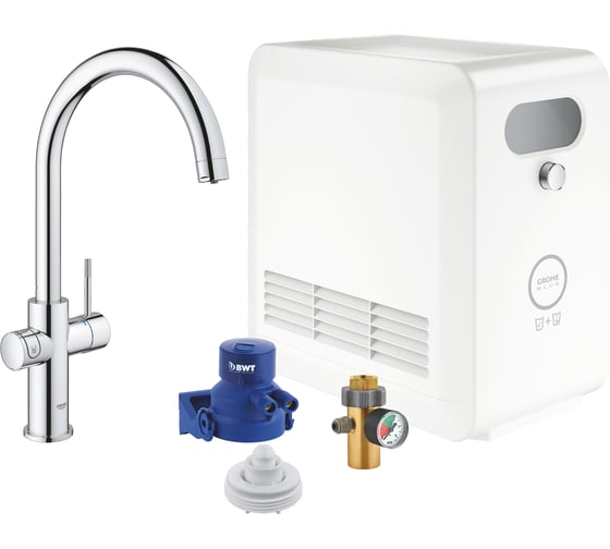 Смеситель для кухонной мойки Grohe Blue Professional с фильтрацией, охлаждением и газированием воды, Wi-Fi, хром 31323002