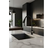 Смеситель для кухни ESKO Кухня/Kitchen, гибкий излив, черный/черный, K47BB