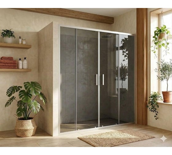 Раздвижная двустворчатая дверь для душевой Maybahglass Стекло Графит, 170x195 MGY-1821-5