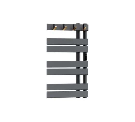 Полотенцесушитель дизайнерский электрический Bauedge BAU Wind Hook Gun Grey 80х50, подключение нижнее, темно-серый металлик AF0012