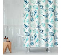 Штора для ванной Delphinium Море 180x180 см, полиэстер, 12 колец 104284