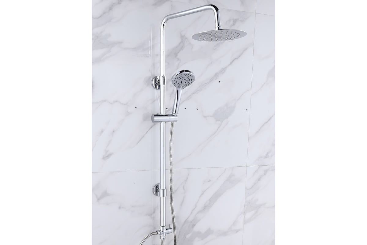 Душевая стойка без смесителя MYNAH с тропическим и ручным душем, хром ...