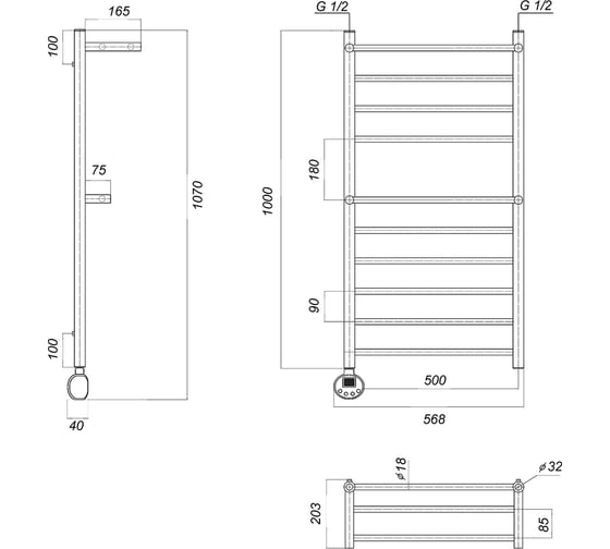 Электрический полотенцесушитель Domoterm Медея сп2 хром, П10 500x1000 EL