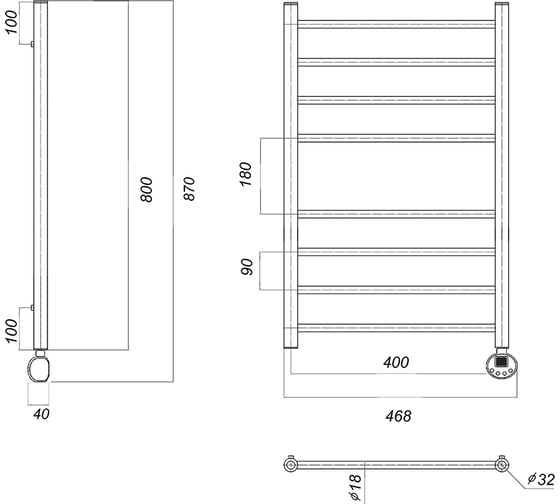 Электрический полотенцесушитель Domoterm Медея хром, П8 400x800 ER