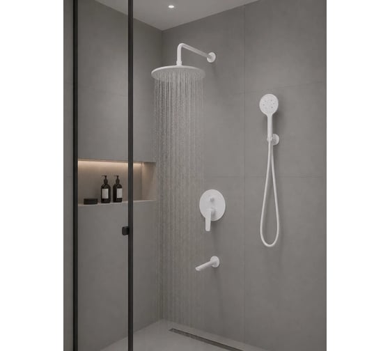 Душевая система скрытого монтажа ESKO Лагос/Lagos White, белый, SET7in1LGW