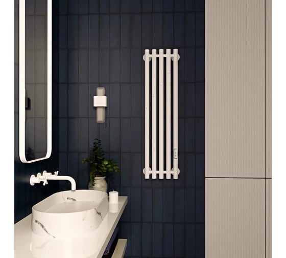 Полотенцесушитель электрический INDIGO Стайл 5 150x23 см, таймер, скрытый провод справа, белый матовый LSE150-23WMRt