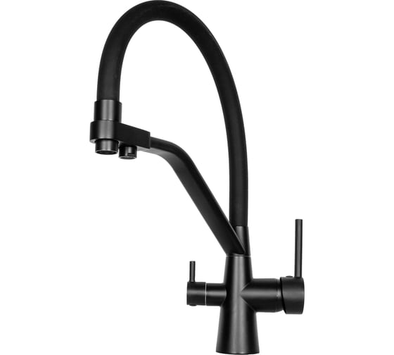 Смеситель Doron для кухни DORON DC 2659F-BLACK-N, шаровый, излив черный гибкий с подключением к фильтру с питьевой водой, полугибкий 027496