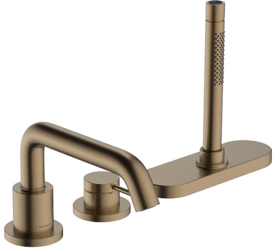 Смеситель на край ванны Hansgrohe Tecturis S, однорычажный, на 3 отверстия, с sBox, шлифованная бронза 73447140