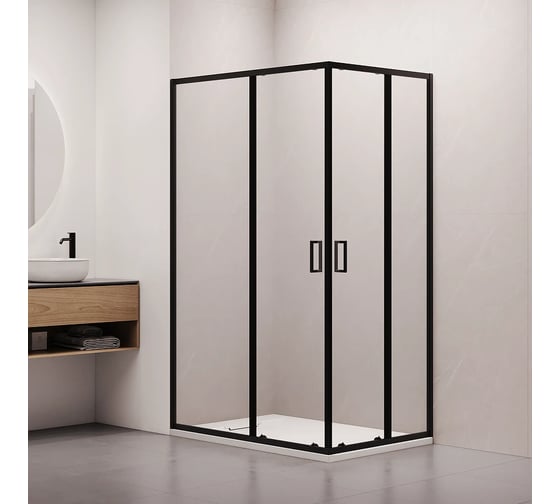 Уголок душевой RGW CL-44-B NEW 900x1200x1850 мм, прямоугольный, черный, прозрачное стекло 5 мм 38094492-14