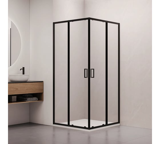 Уголок душевой RGW CL-34-B NEW 900x900x1850 мм, квадратный, черный, прозрачное стекло 5 мм 38093499-14