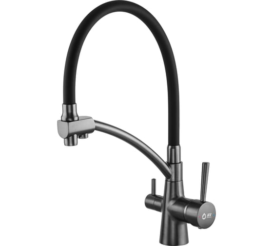 Смеситель для кухни AV Engineering LUX D35, с краном для питьевой воды, графит ЦЗ-0418381216