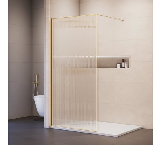 Душевая перегородка RGW 90х195 WA-08-Gb NEW Золото браш/Ребристое/8 мм (EasyClean) 81100809-156