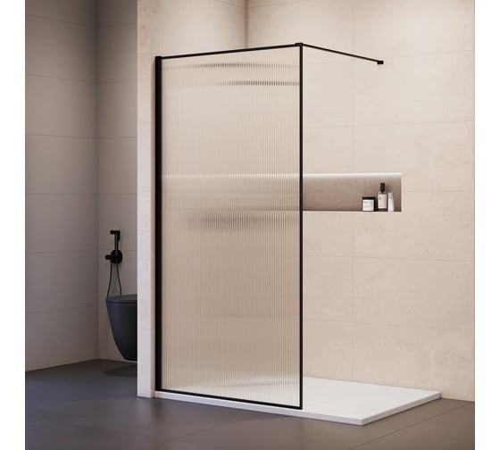 Душевая перегородка RGW 70x195, WA-08-B NEW, черный/ребристое, 8 мм (EasyClean) 81100807-154