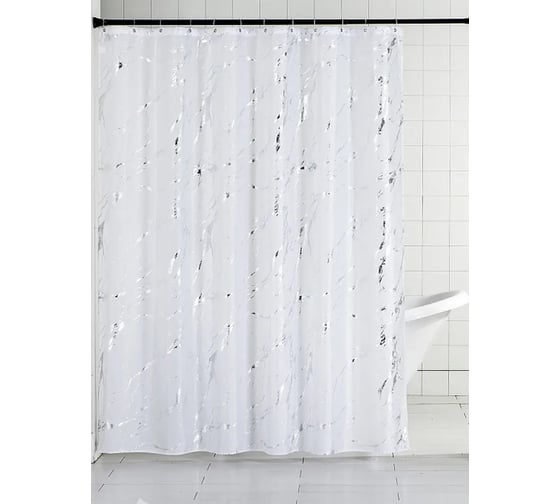 Штора для ванной комнаты с блестками Ridberg, 180x200 см, белый 1214633