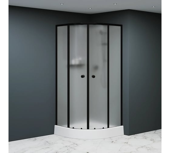 Душевая кабина RGW 100x100x200 AN-208-B, Полукруг/Чёрный/Матовое/5 мм (3 уп.) 381320800-24