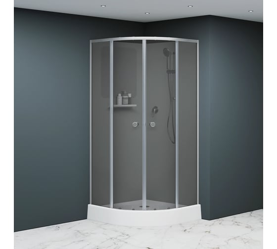Душевая кабина RGW 90x90x200 AN-208, Полукруг/Мат.хром/Тонированное(серое)/5 мм (3 уп.) 381320899-32