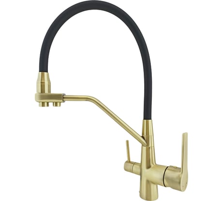 Смеситель для кухни Rainsberg бронза, с силиконовым гибким черным изливом, латунь R603CQ
