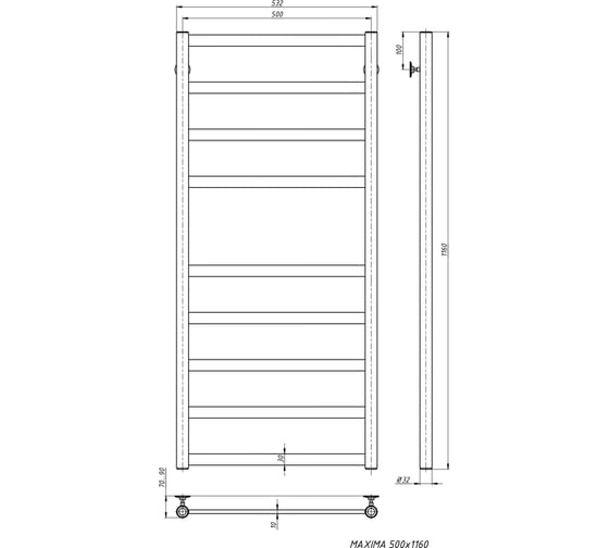Электрический полотенцесушитель STINOX Maxima MAX120-220